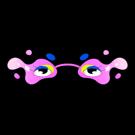 a pair of pink and blue glasses with a black background