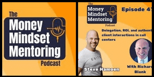 a man is sitting in front of a microphone on a podcast called money mindset mentoring .