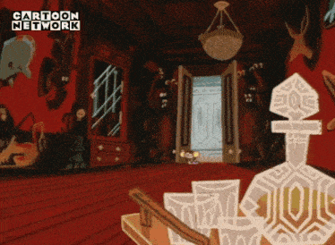 a cartoon of a mansion with a cartoon network logo