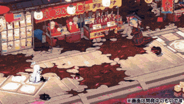 a cartoon drawing of a street scene with a sign that says ' a ' on it
