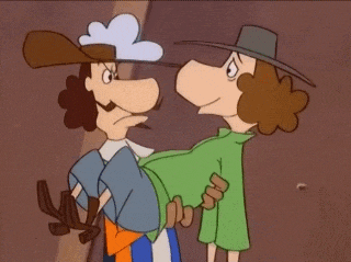 a cartoon of a man carrying another man