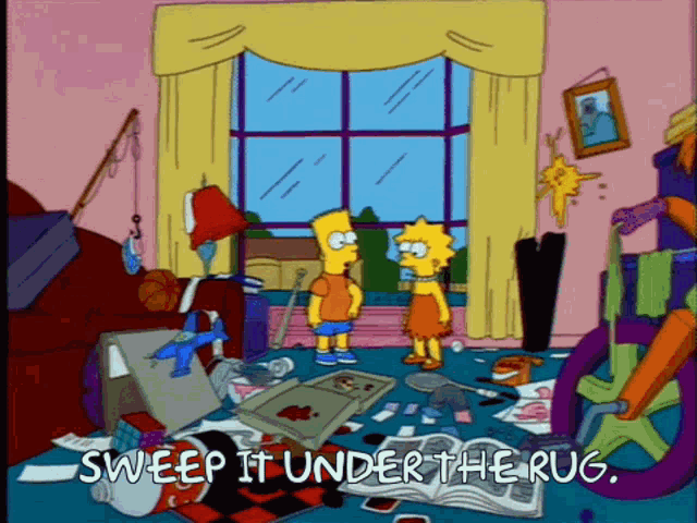 Sweep It Under The Rug Bart Simpson GIF - Sweep It Under The Rug Bart Simpson Lisa Simpson GIFs