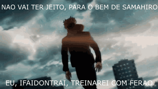 a man in a suit is standing in front of a cloudy sky