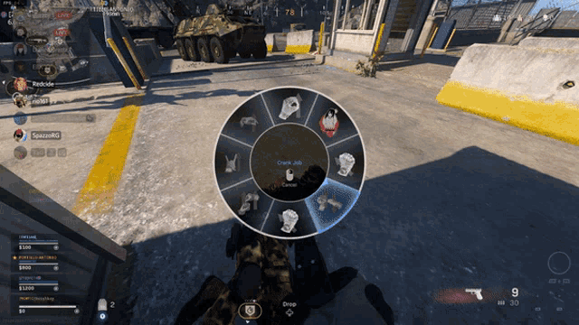 a screenshot of a video game with a circle that says " crack job "