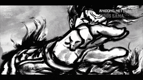 a black and white drawing of a person with the website anidong.net in the upper right corner