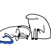 a black and white drawing of a cartoon character with a blue tear coming out of his eyes .