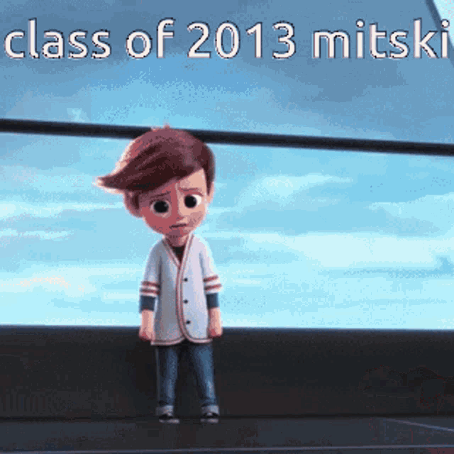 a picture of a boy with the words class of 2013 mitski