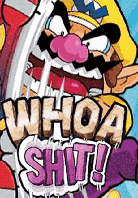 a cartoon character with the words whoa shit