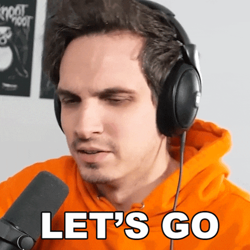 a man wearing headphones says " let 's go "