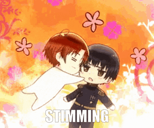 a couple of anime characters are standing next to each other and the word stunning is on the bottom of the image