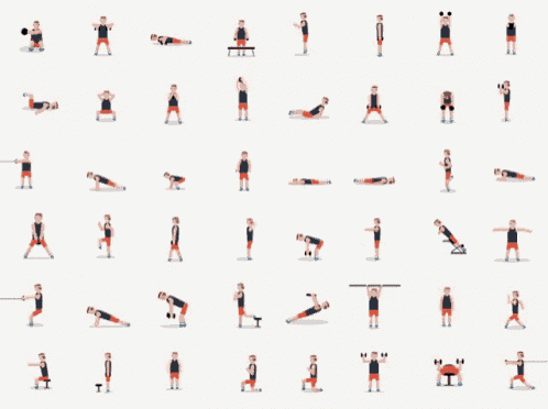 a set of icons showing different types of exercises on a white background