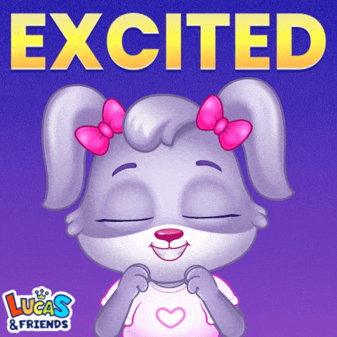 a lucas and friends advertisement with a bunny with a pink bow on her head