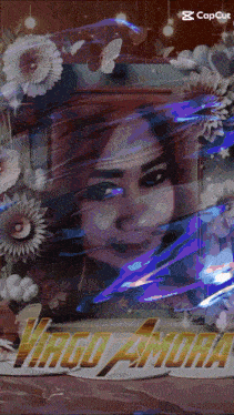 a picture of a woman surrounded by flowers and the name virgo