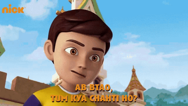a cartoon of a boy with ab btao tum kya shanti ho