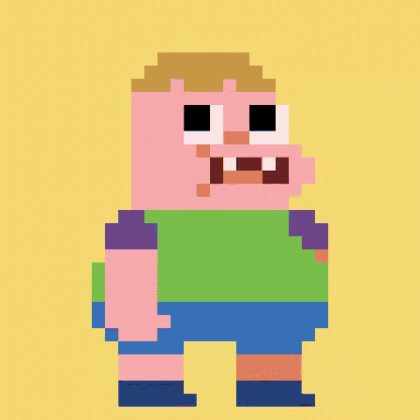 a pixel art drawing of a cartoon character