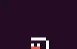 a pixel art of a sheep with a red nose and mouth on a dark background .