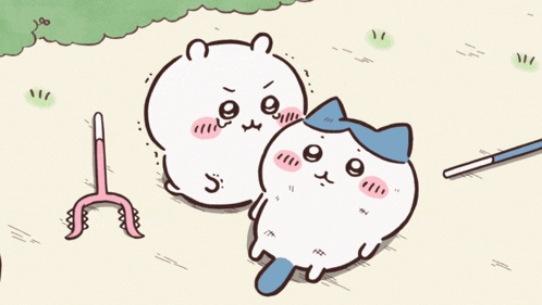 a cartoon drawing of a cat and a cat with a blue bow on their head