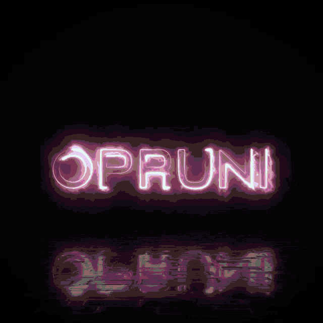 a green neon sign that says opruni on a black background