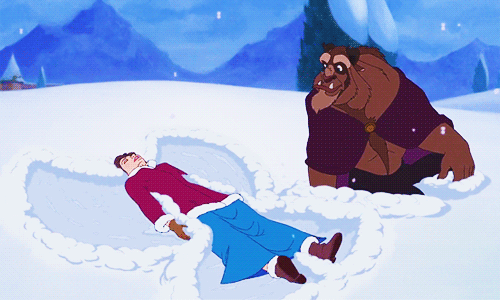 Beauty And The Beast: Snow Angels With Resistance GIF - Snow Beauty And The Beast GIFs