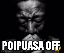 a black and white photo of a man praying with the words poipuasa off above him