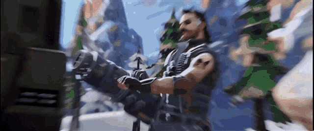 a blurry picture of a man holding a gun in a video game