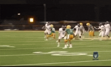 a group of football players are playing a game on a field