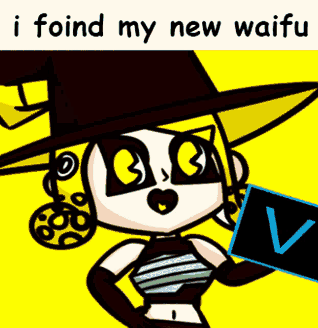 a cartoon of a witch with the words " i found my new waifu "