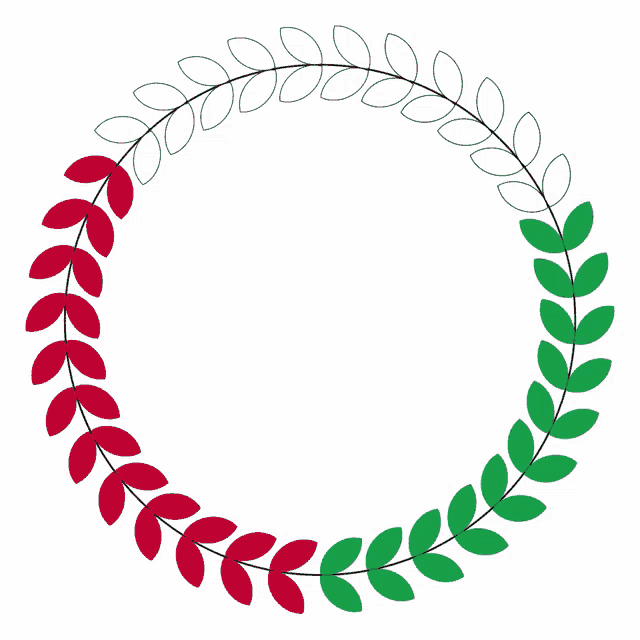 a logo for fratellanza olimpica with a wreath of green and red leaves