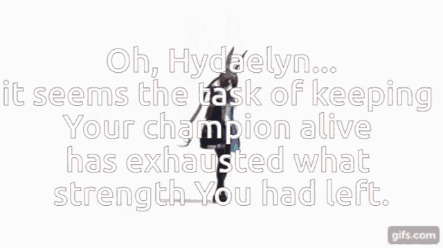 a gif of a girl with the words " oh hydaelyn " on it