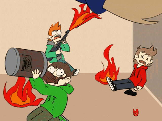 a cartoon drawing of a man holding a can that says no on it