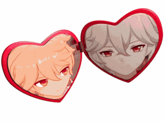 a heart shaped mirror with a picture of a boy on it