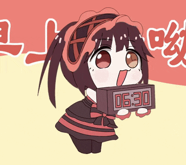 a cartoon girl is holding a clock that says 06:30