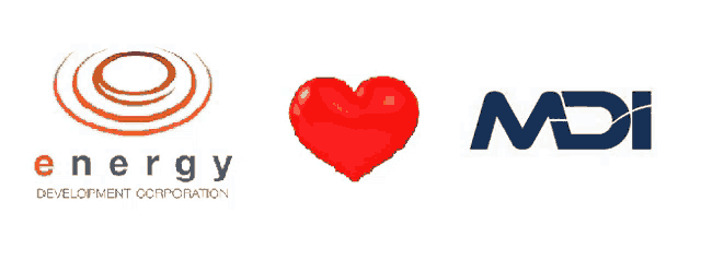 a logo for energy development corporation with a red heart