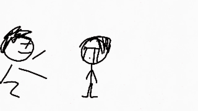 a drawing of two stick figures and the words " darce que corona " in red