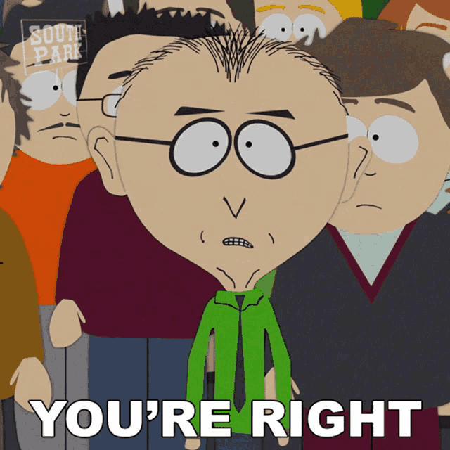 a cartoon of a man with glasses and the words you 're right