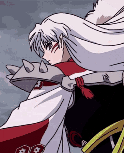 a close up of a person holding a sword in a cartoon .