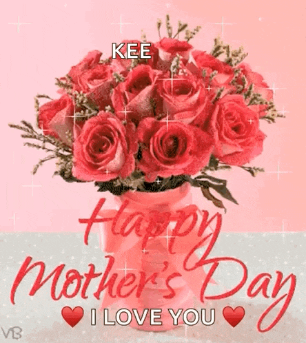 a mother 's day greeting card with a vase of red roses and the words `` happy mother 's day i love you ''