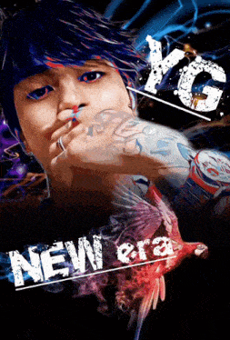 a man with a tattoo on his arm and the word new era on the bottom
