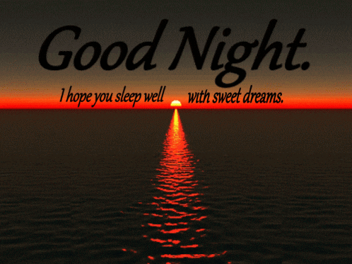 a good night message with a sunset over the ocean