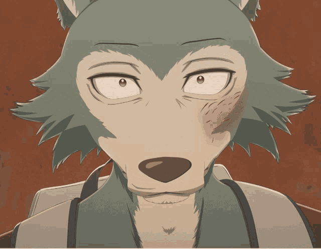 a close up of a cartoon character 's face with a red spot on his face