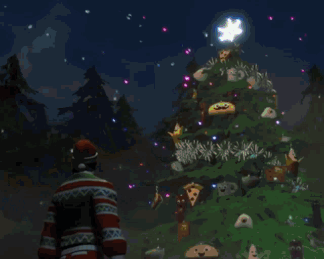 a man in a santa hat is standing in front of a green container