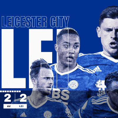 a poster for the soccer team leicester city with a blue background