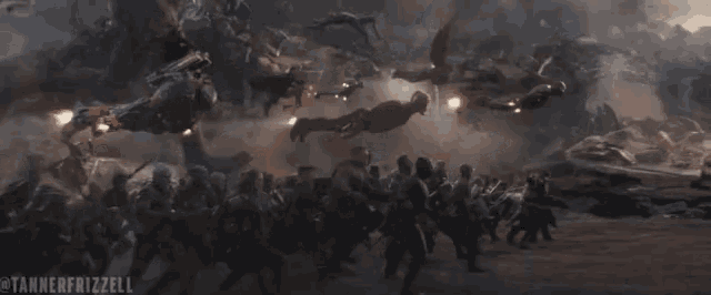 a bunch of avengers are fighting each other with the caption tannerfrizzell