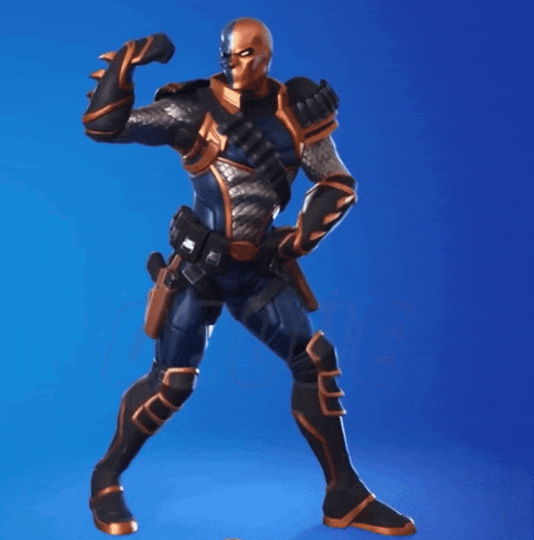 a man in a superhero costume flexes his muscles on a blue background