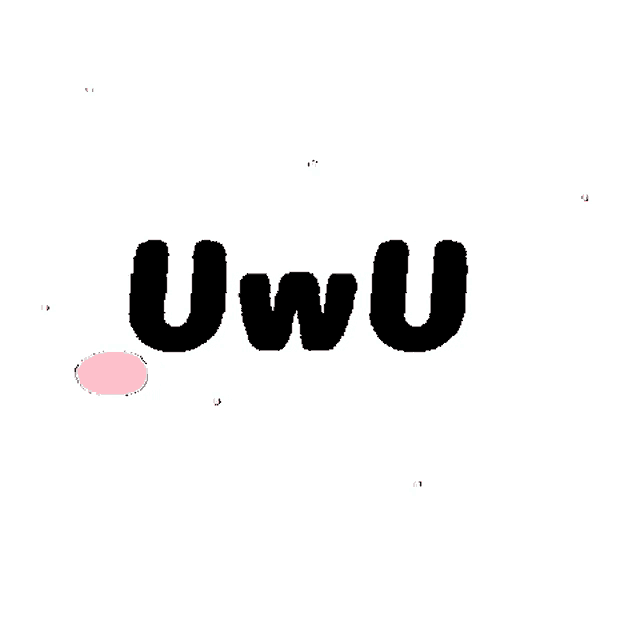 the word uwu is on a white background with a pink heart .