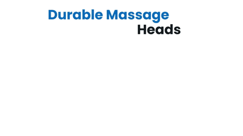 a black massage gun with the words powerful and quiet behind it