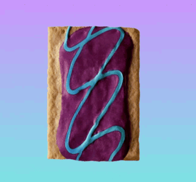 a toaster pastry with purple and blue frosting
