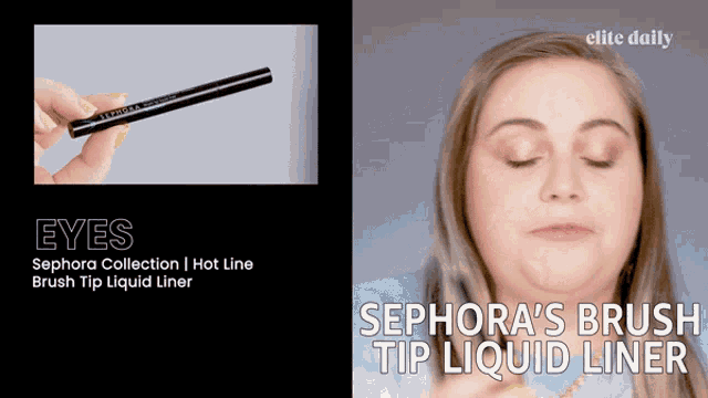 a woman is applying liquid liner to her eyes