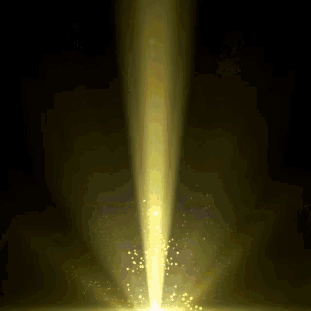 a beam of light is coming out of the ground on a dark background .