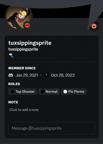a screenshot of tuxsippingsprite 's discord account